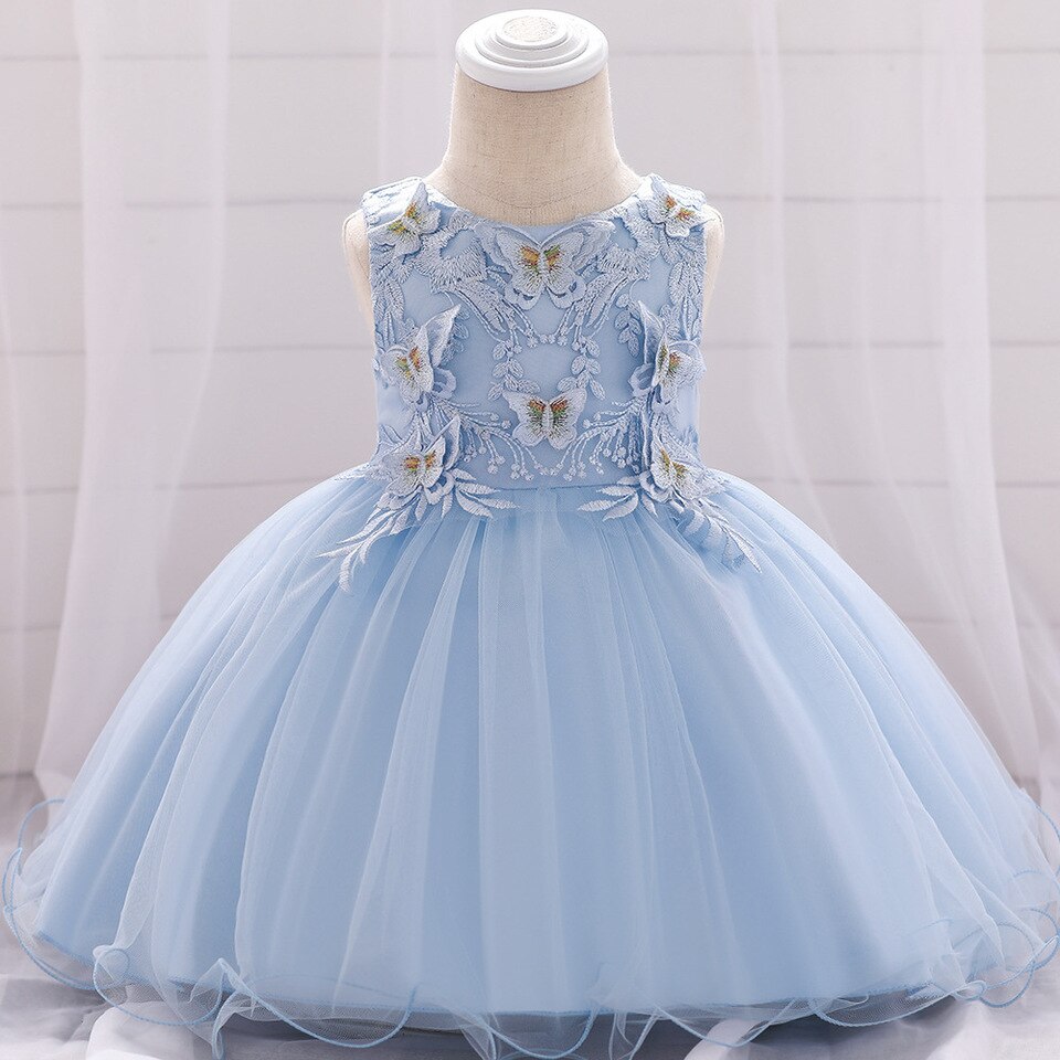 Kleid für Baby-Prinzessin Blau Schmetterling