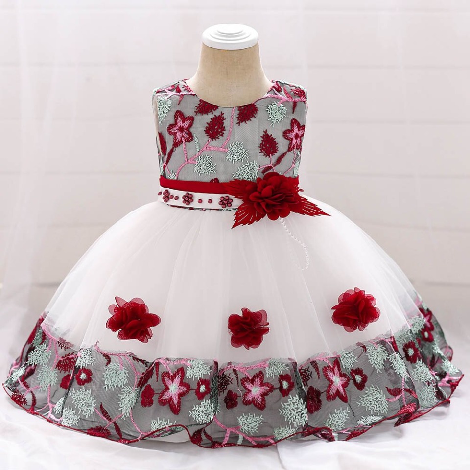 Kleid Prinzessin Baby Bordeaux mit Blumenmuster