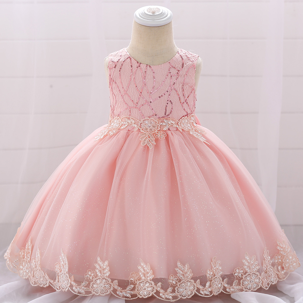 Baby-Prinzessin-Kleid Rosa mit Spitze