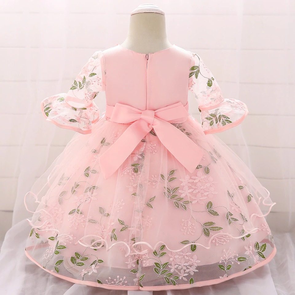 Baby-Prinzessin-Kleid Rosa mit Perlen