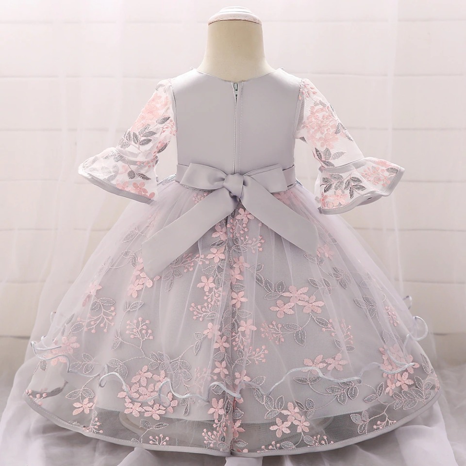 Prinzessin-Kleid, Baby, rosa und grau