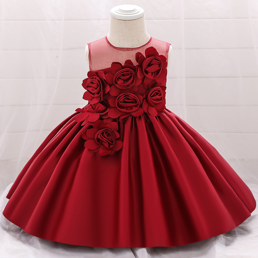 Kleid Prinzessin Baby Rot mit Blumenmuster