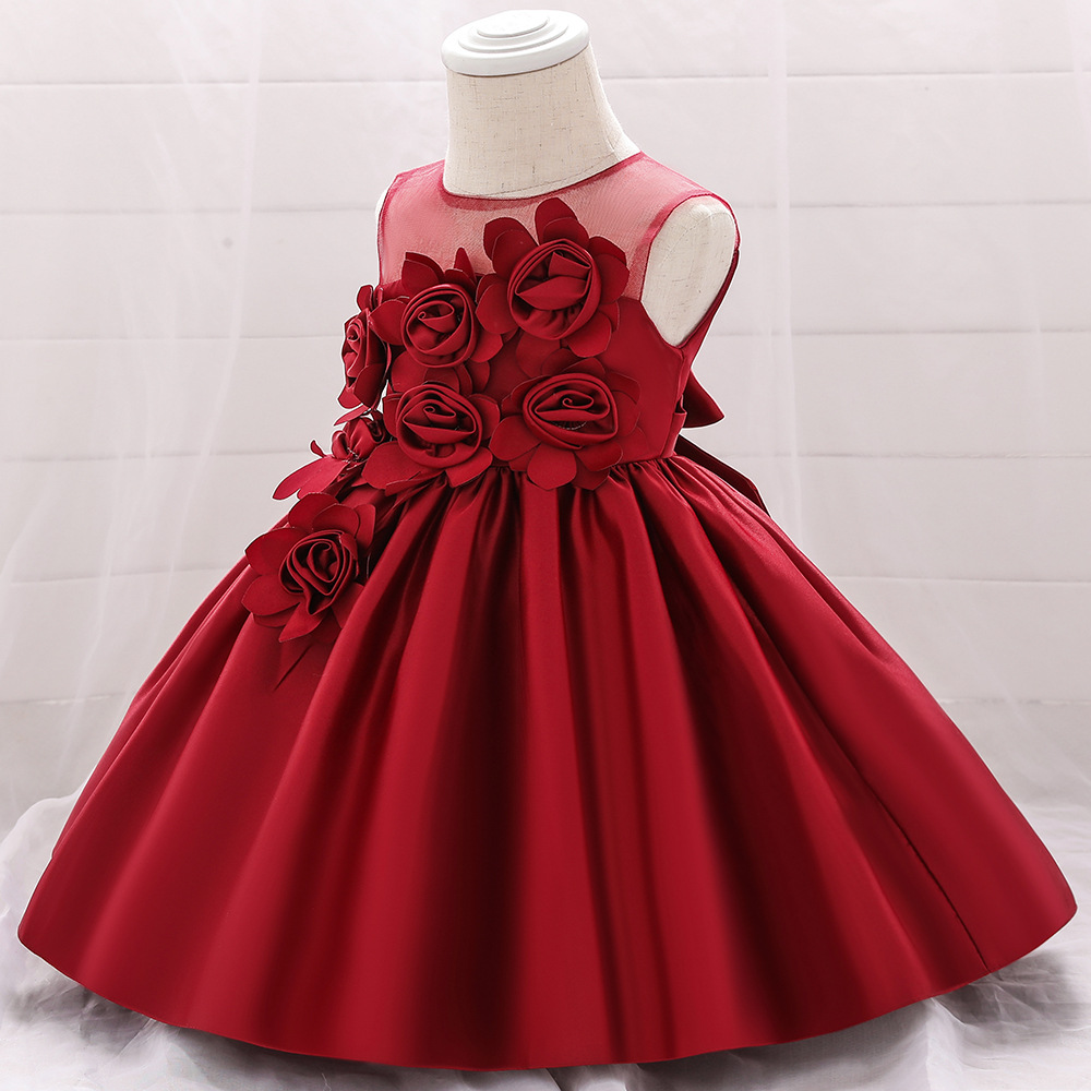 Kleid Prinzessin Baby Rot mit Blumenmuster