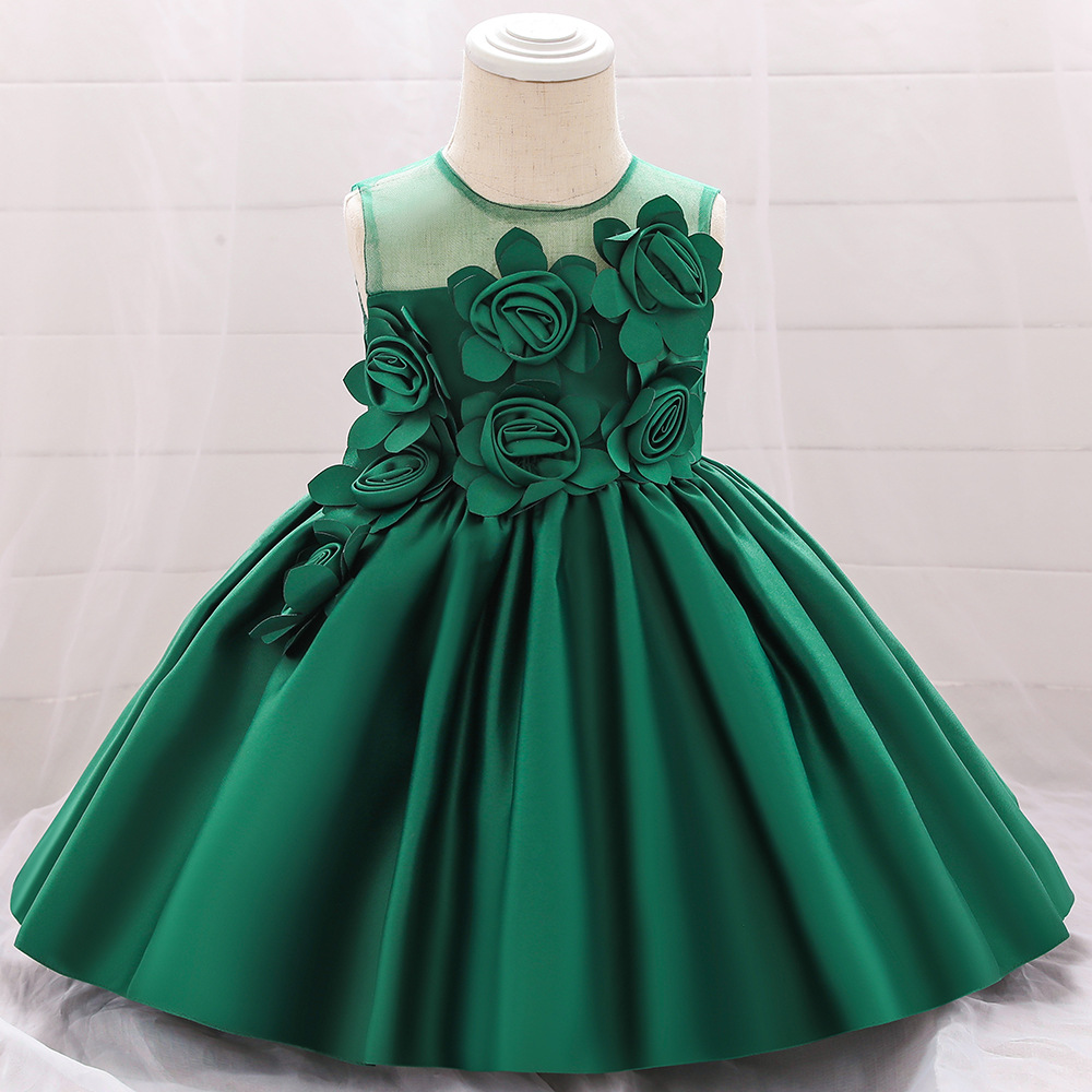 Kleid Prinzessin Baby grün mit Blumen