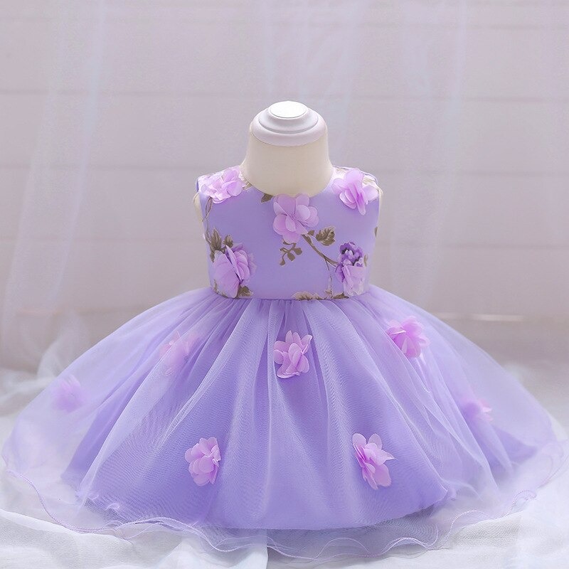 Kleid Prinzessin Baby Violett mit Blumenmuster