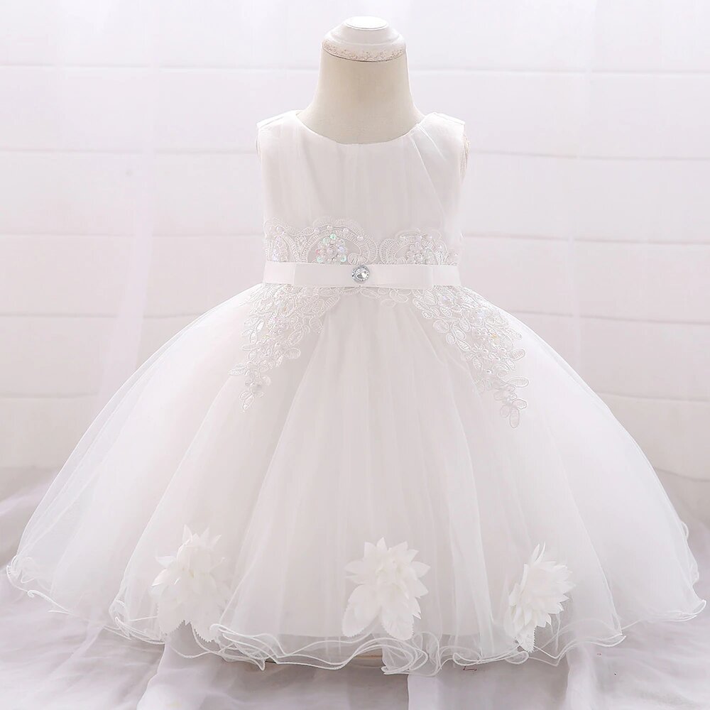 Kleid Prinzessin Weiß Baby für Taufe