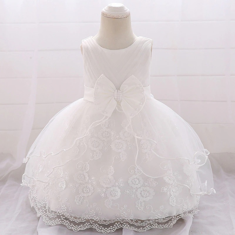 Kleid Prinzessin Taufe Baby Weiß