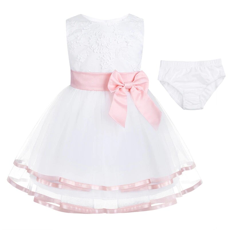 Taufkleid Prinzessin Rosa und Weiß