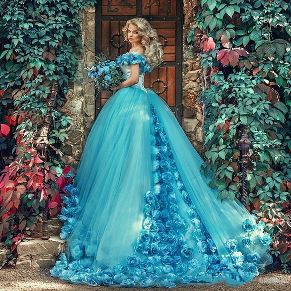 Prinzessin Femme de Soirée Abendkleid Türkisblau