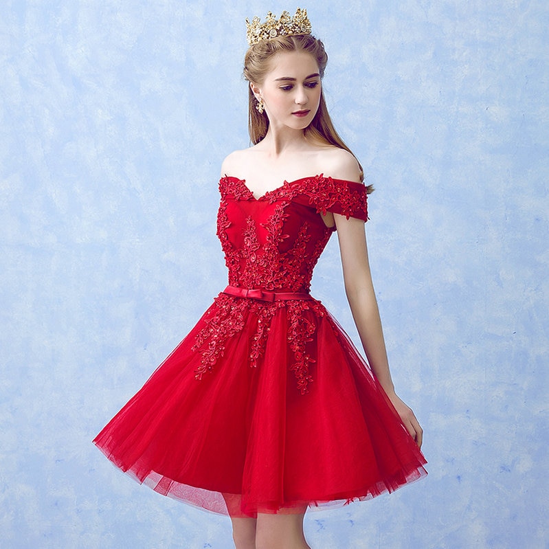 Prinzessin-Kleid für Frauen Rot Kurzgeschnitten