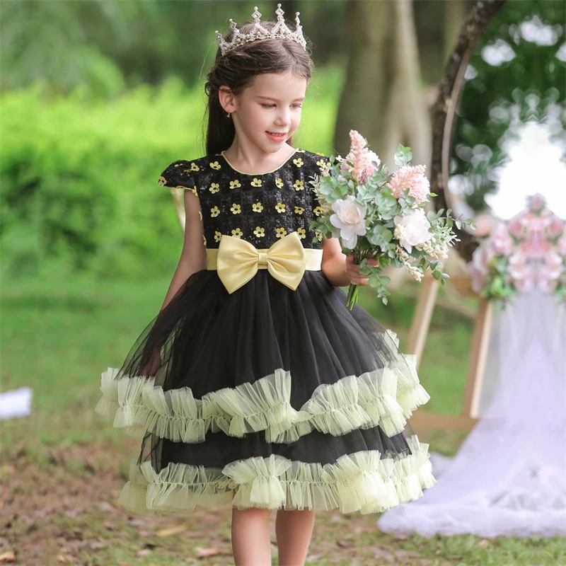 Kleid Prinzessin Mädchen Schwarz und Gelb