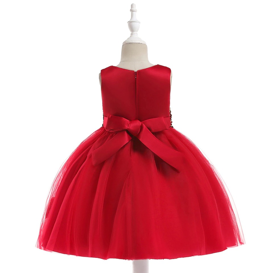 Prinzessin-Mädchen-Kleid Rot und Gold