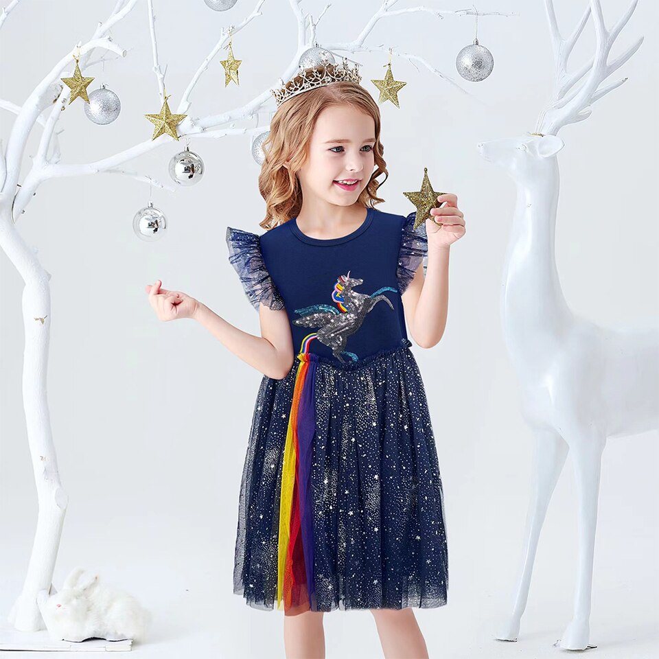 Kleid Prinzessin Einhorn Marineblau