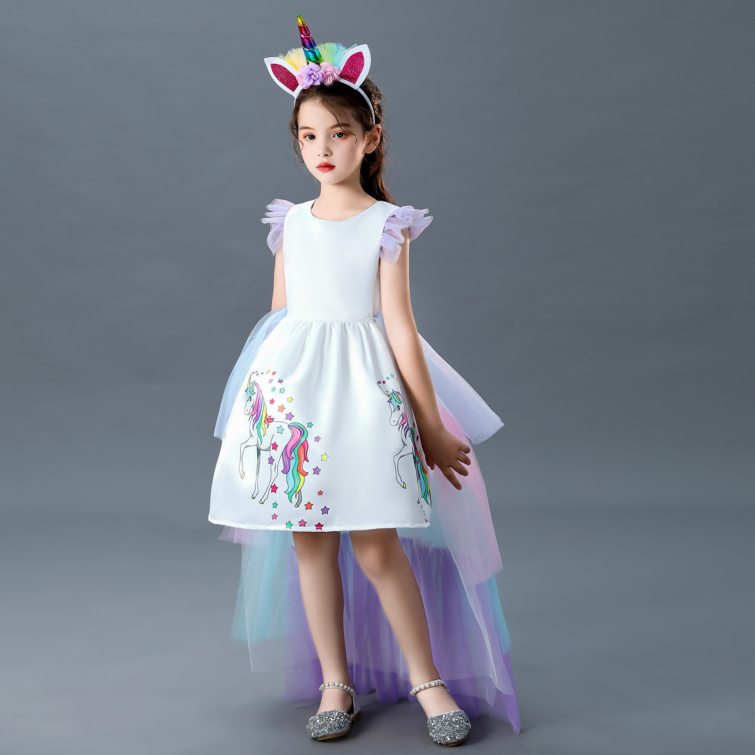 Kleid Prinzessin Einhorn Mehrfarbig mit Zubehör