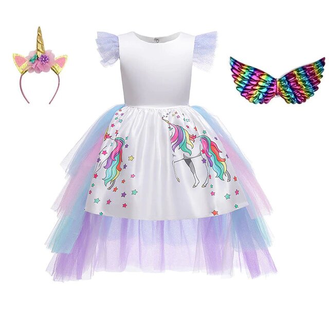 Kleid Prinzessin Einhorn Mehrfarbig mit Zubehör