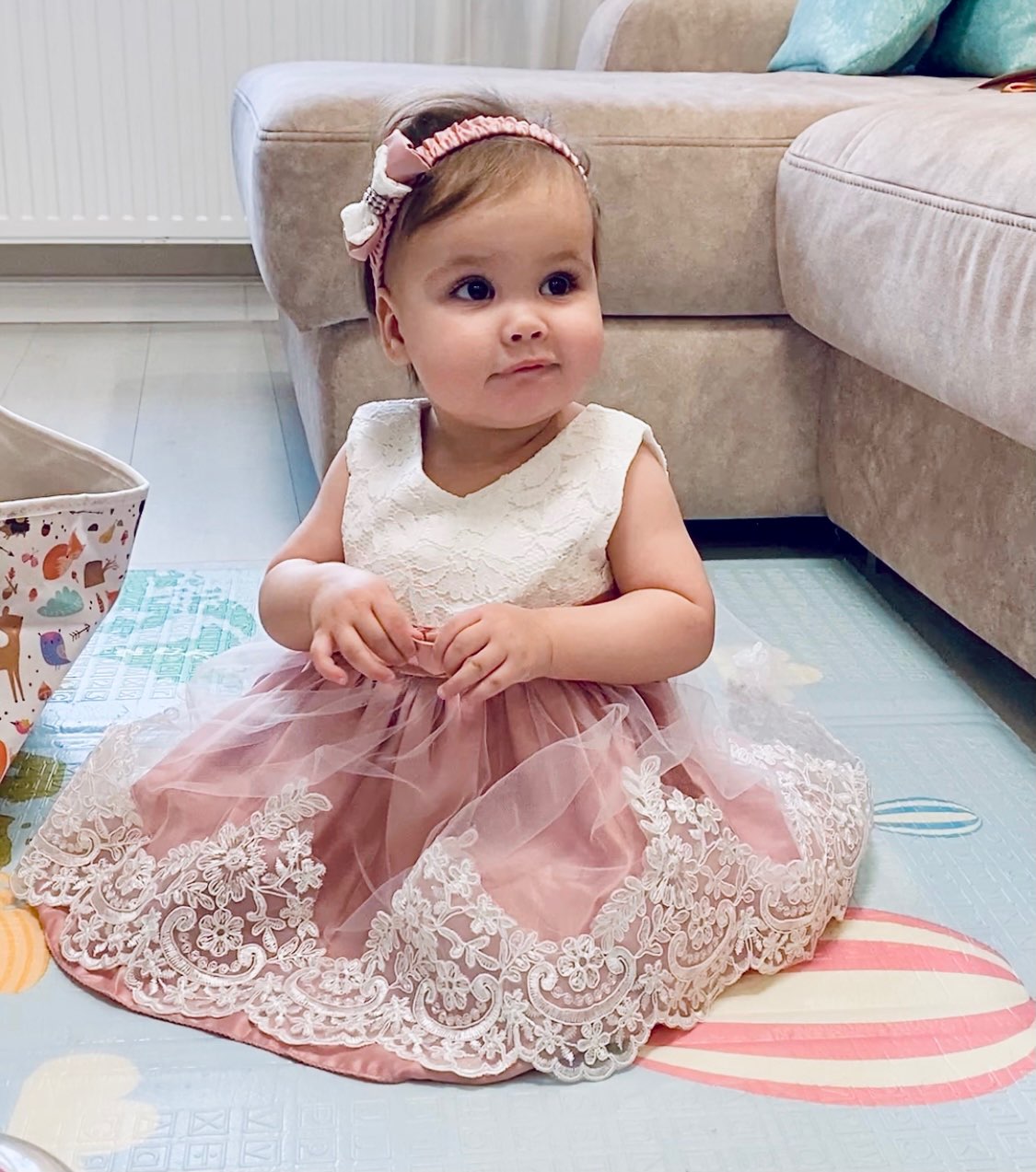 Babykleid Rosa Sterne mit Pailletten