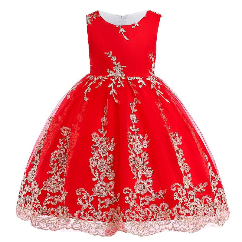 Kleid Prinzessin Rot mit Stickerei