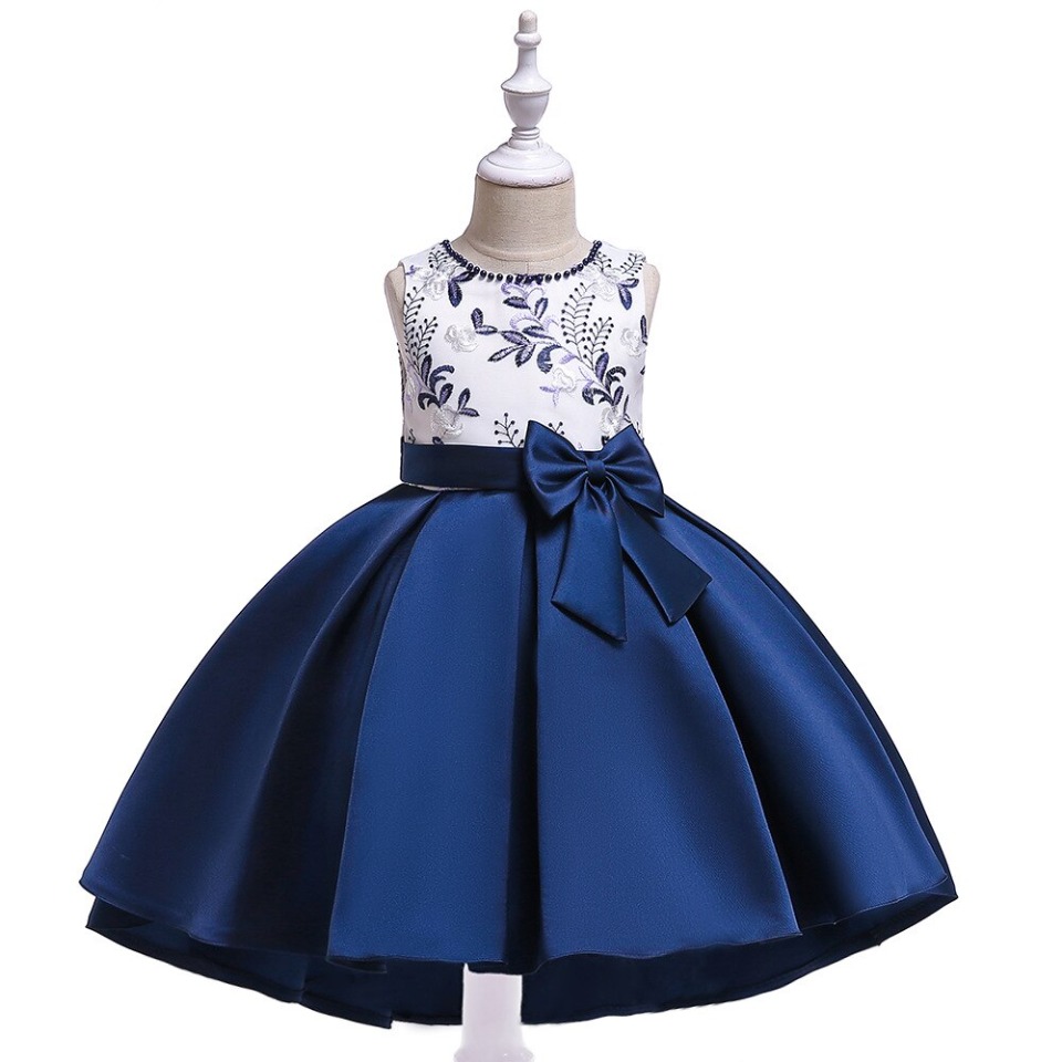 Kleid für Mädchen im Prinzessinnen-Stil Tuxedo Marineblau