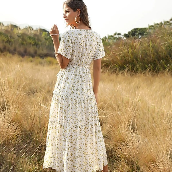 Bohemian hippie floral maxi φόρεμα