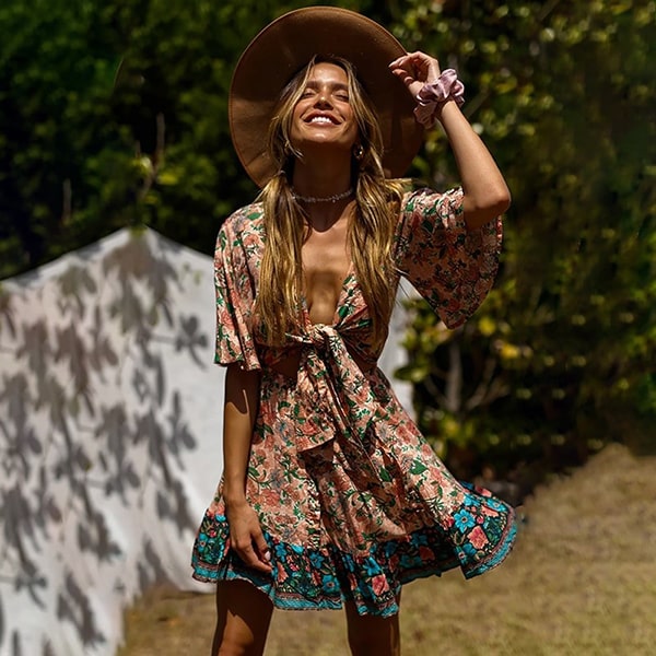 Bohemian floral φόρεμα