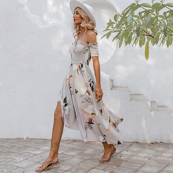 Bohemian floral στράπλες maxi φόρεμα