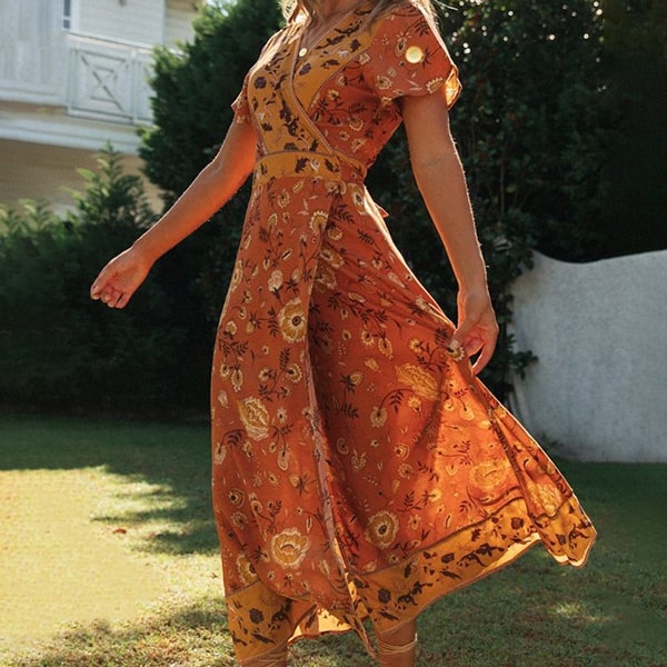 Vintage στυλ floral maxi φόρεμα