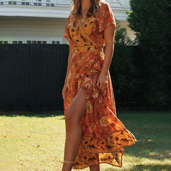 Vintage στυλ floral maxi φόρεμα