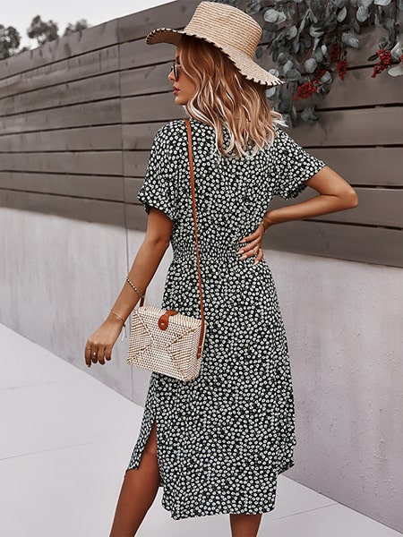 Bohemian floral midi φόρεμα