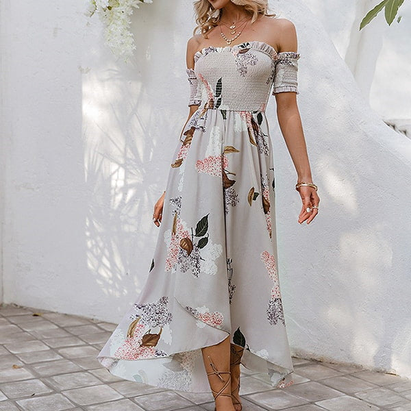 Bohemian floral στράπλες maxi φόρεμα