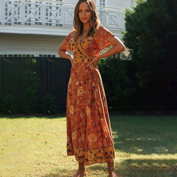 Vintage στυλ floral maxi φόρεμα