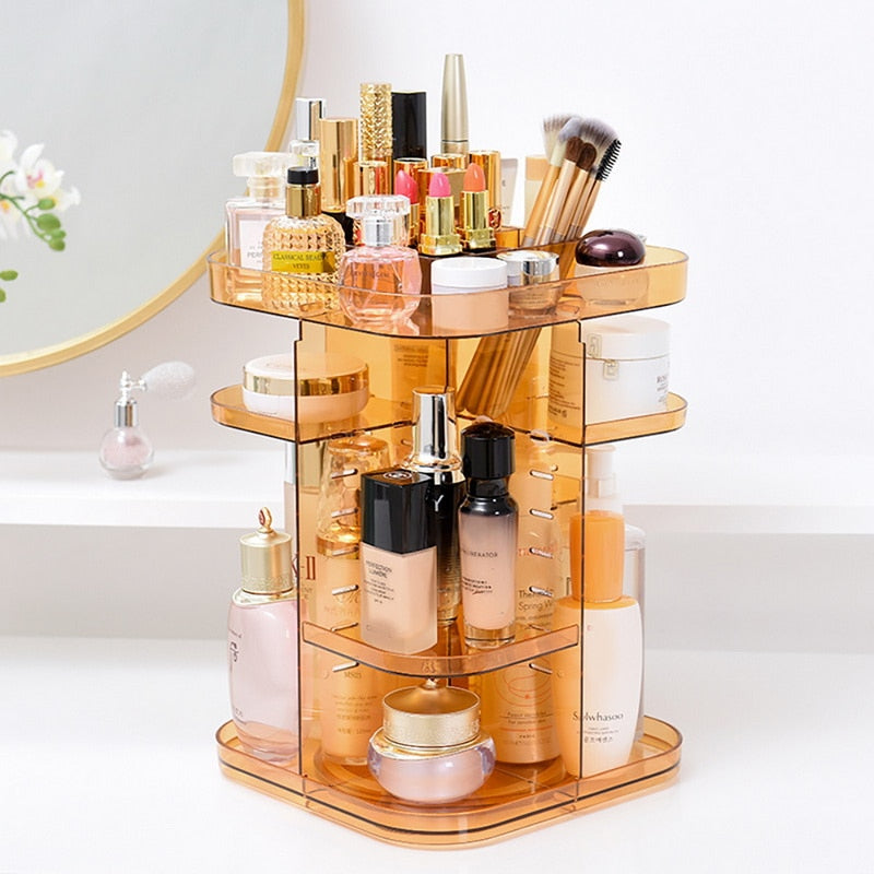 Transparent, vridbar make-up-organisatör