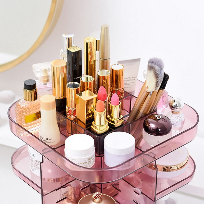 Transparent, vridbar make-up-organisatör