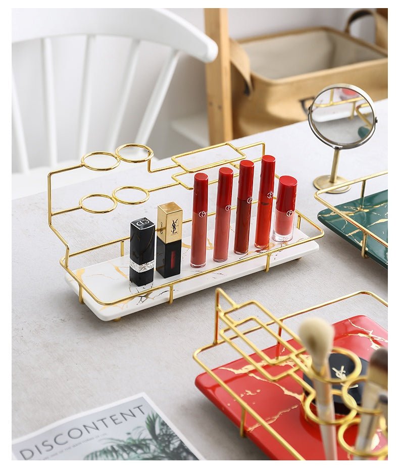Golden Marble Make-up Organiser