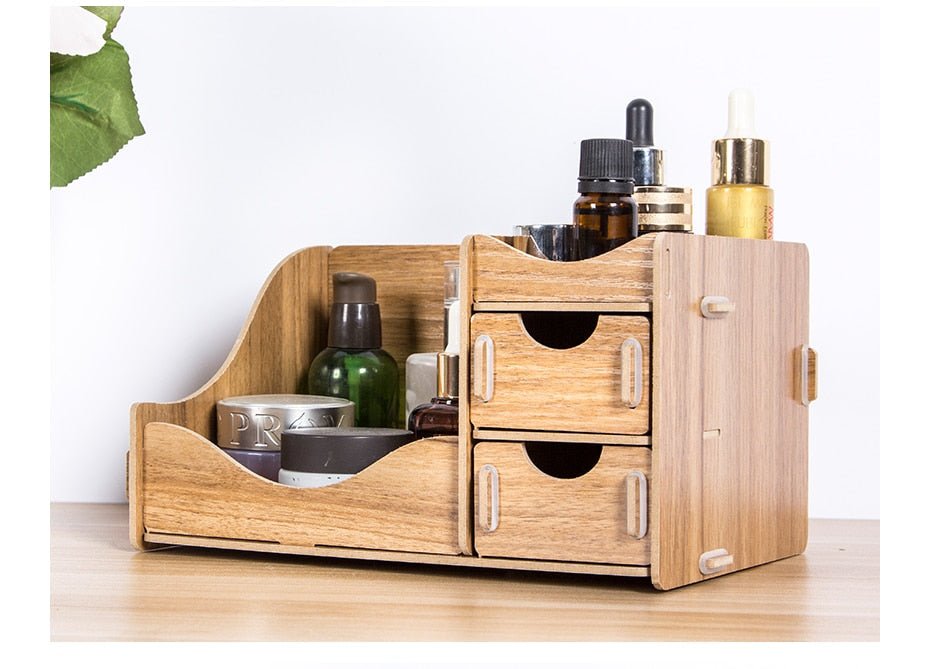 Make-up-organisatör i trä