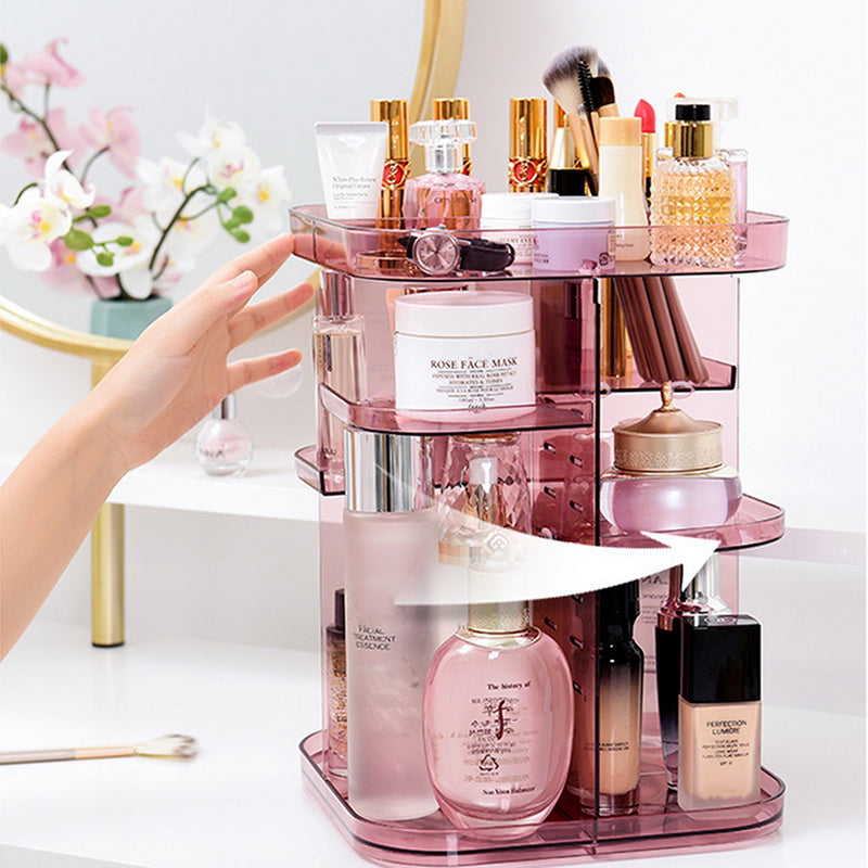 Transparent, vridbar make-up-organisatör