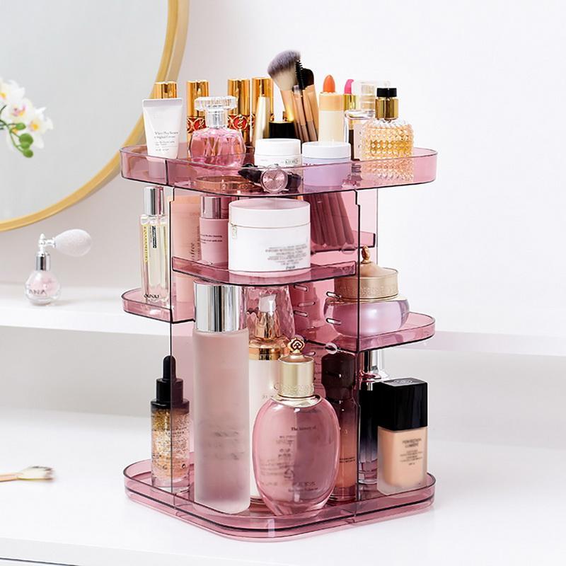 Transparent, vridbar make-up-organisatör