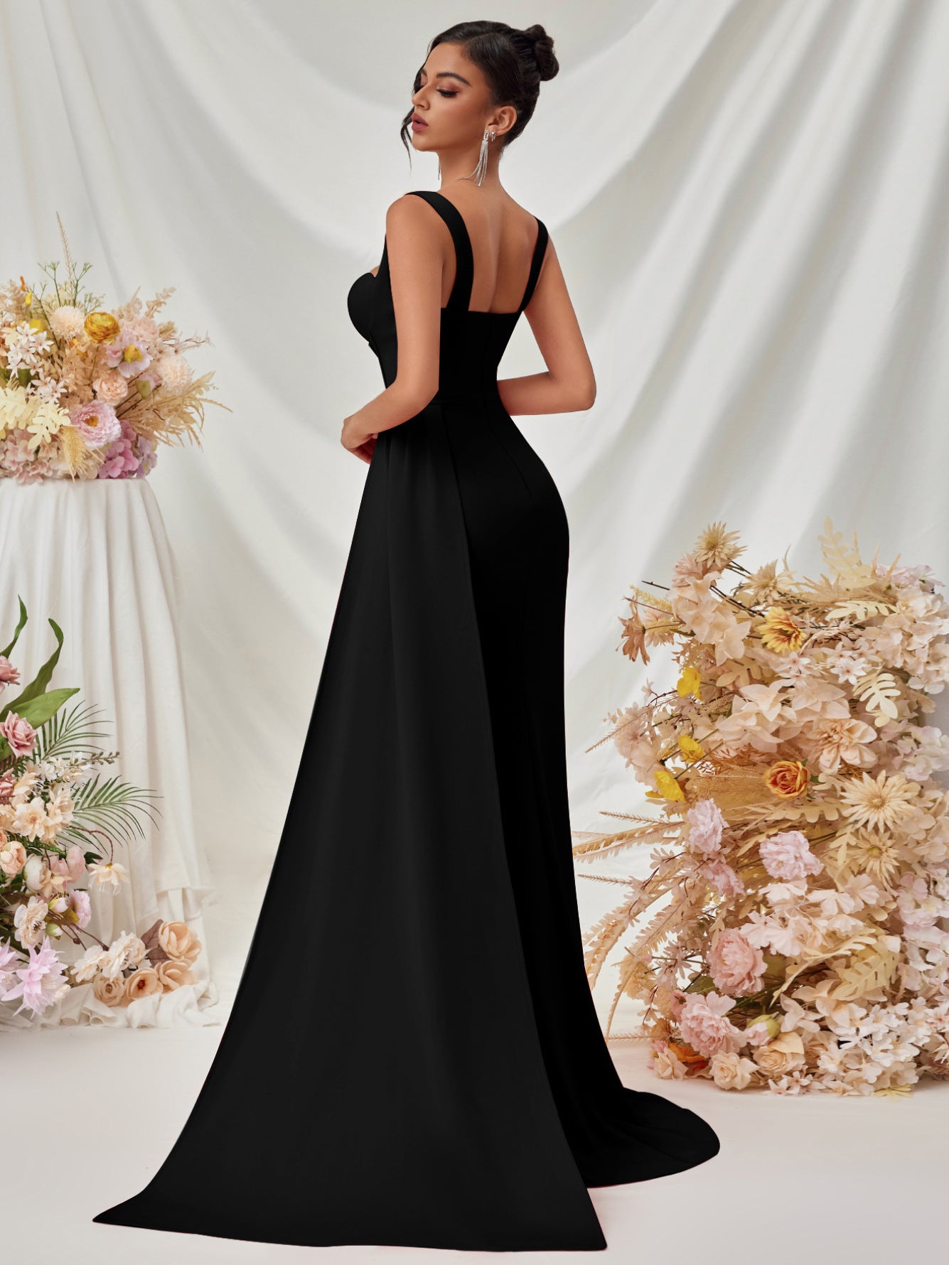 Sweetheart Neck Corset Draped Maxi Prom Dress XF05705