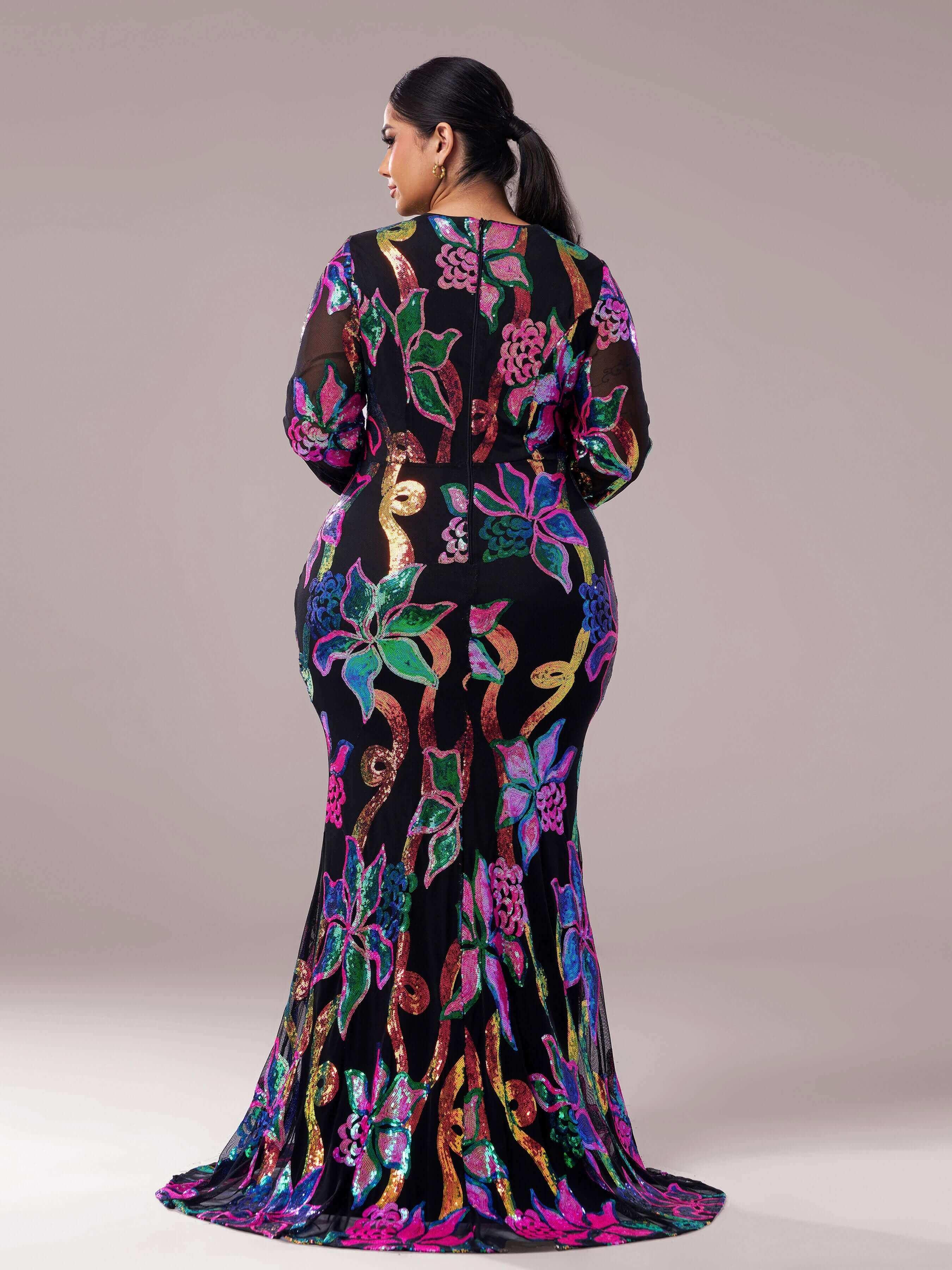 Graphic Cutout Sequin Corset Prom Dress PDH80214