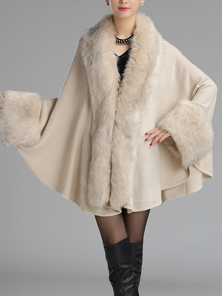 Loose Large Faux Fur Strikket Cardigan Cape MSF031