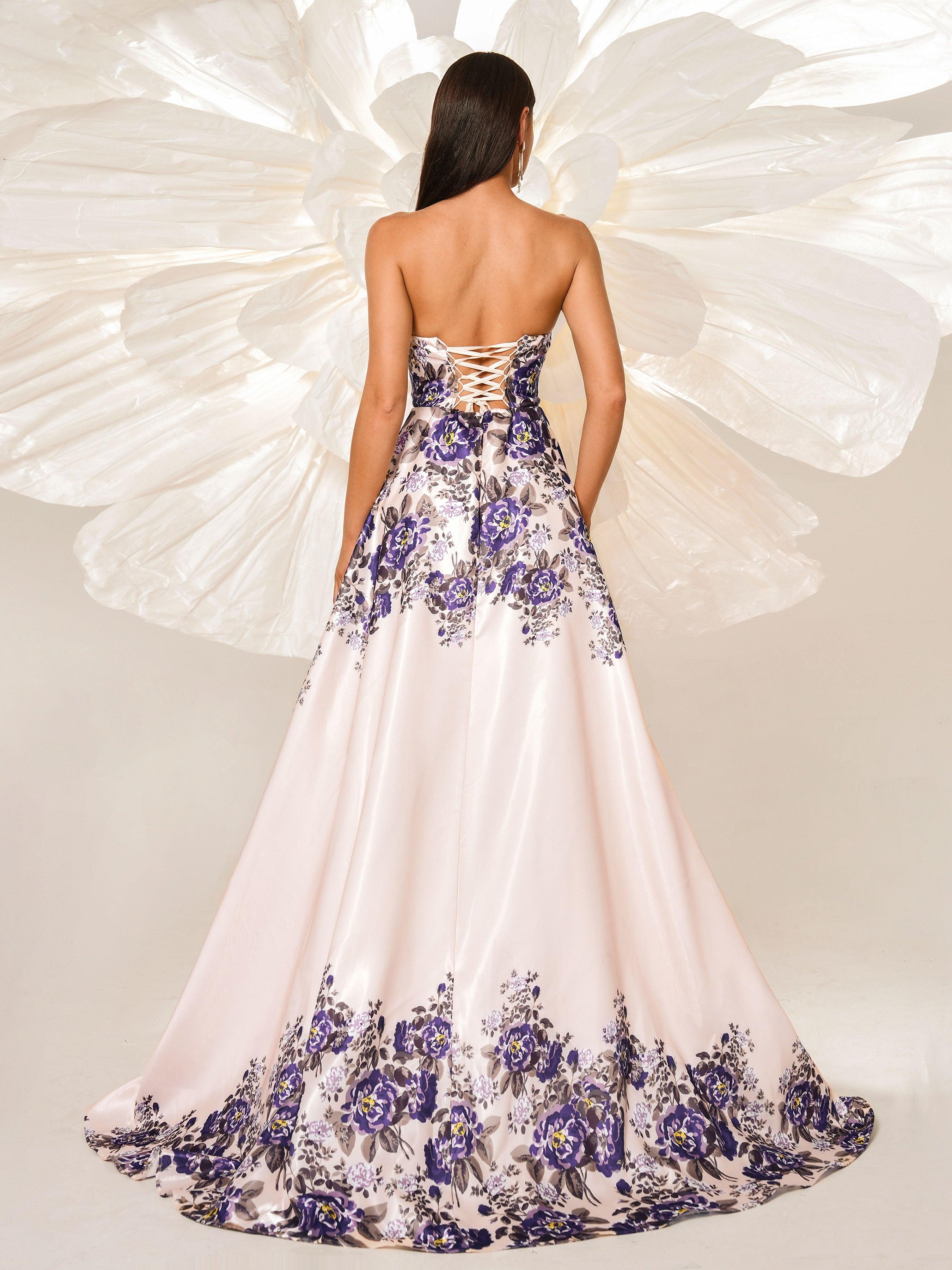 Vestido de Baile de Finalistas com decote em A-line Floral RJ11910