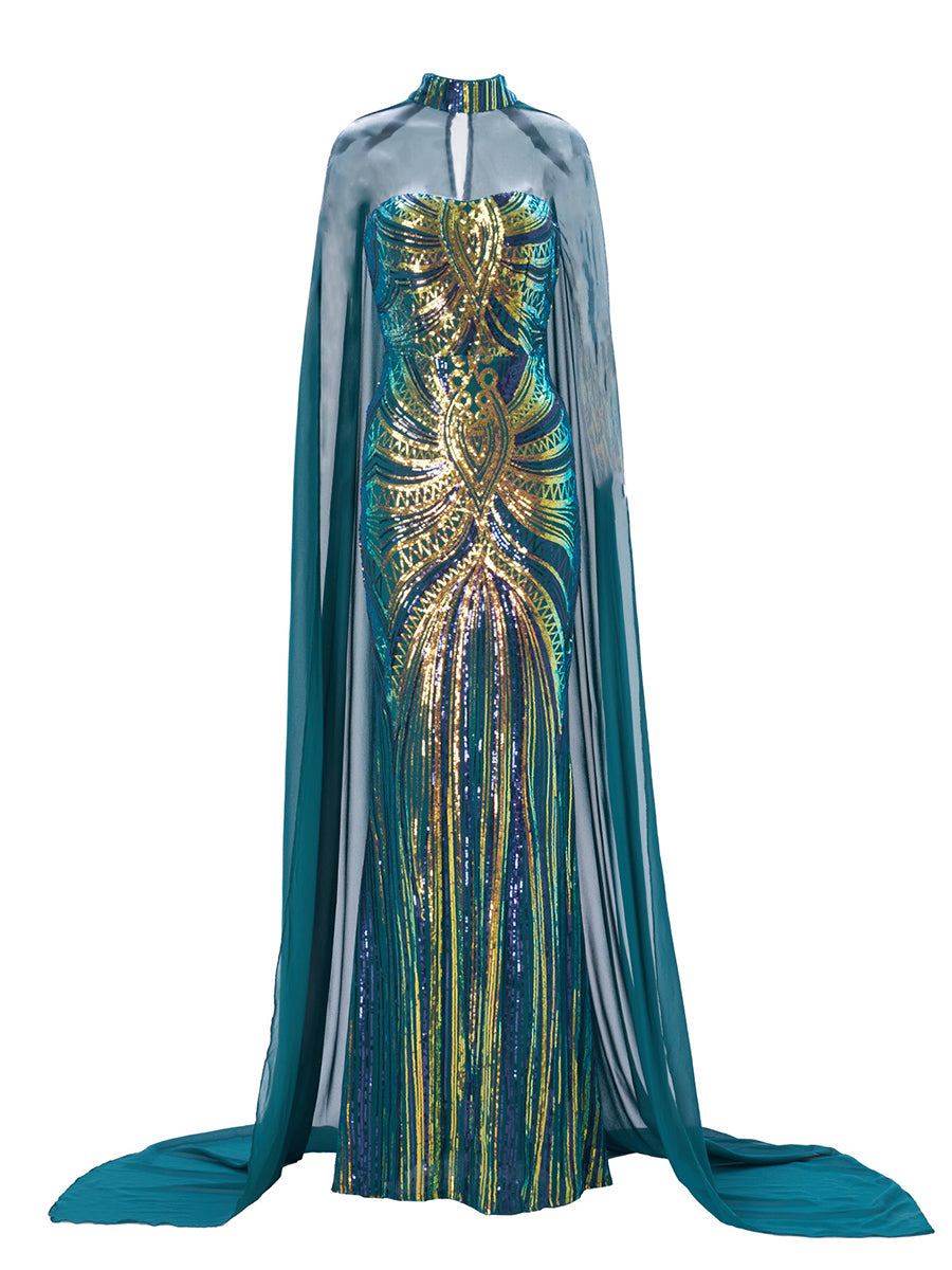 Cape Tube Top Paljettkjole Todelt sett GM00259