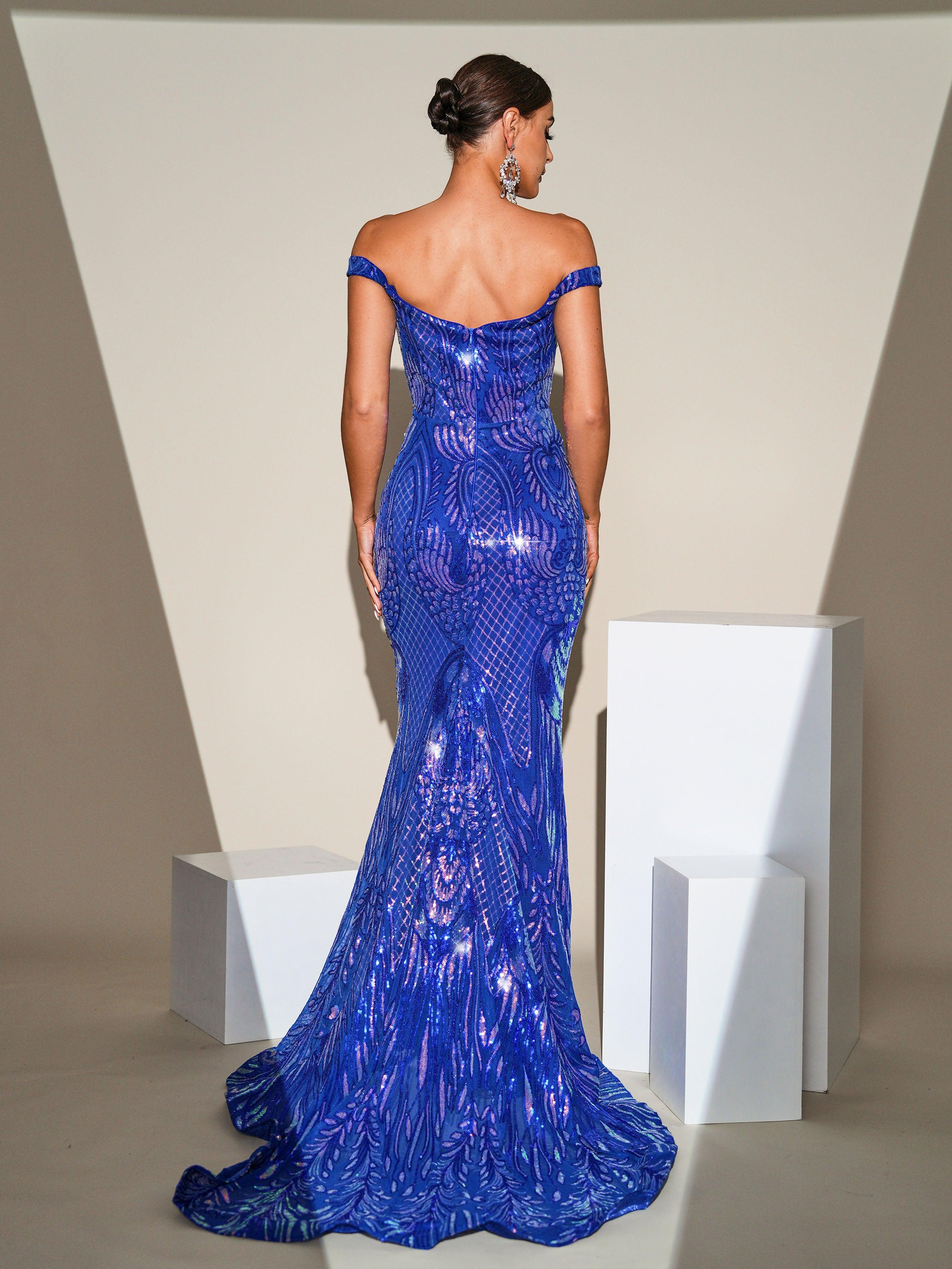 Sweetheart Split Blue Sequin Mermaid Dress GM00272