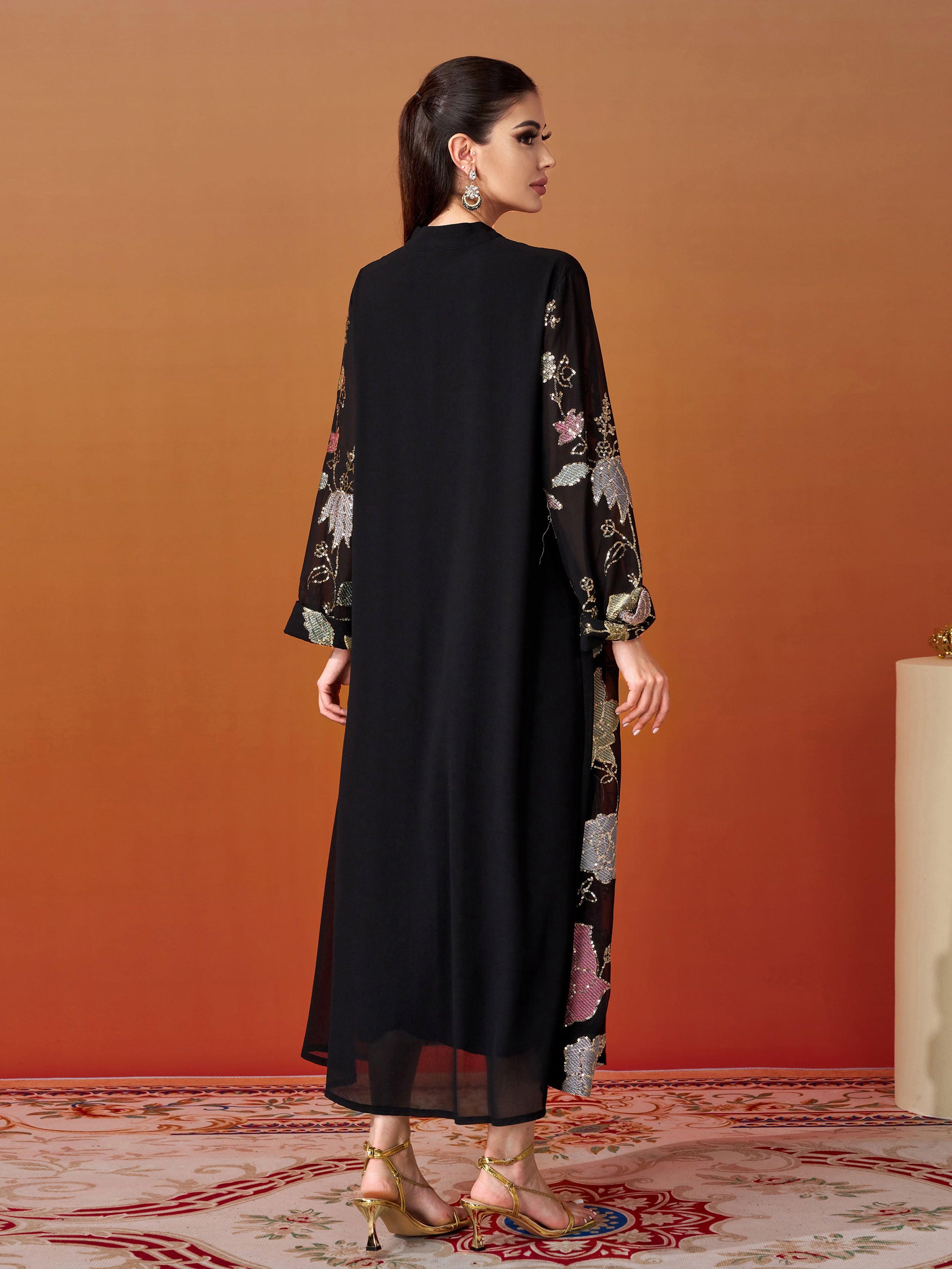 Vestido muçulmano bordado com lantejoulas MES00407