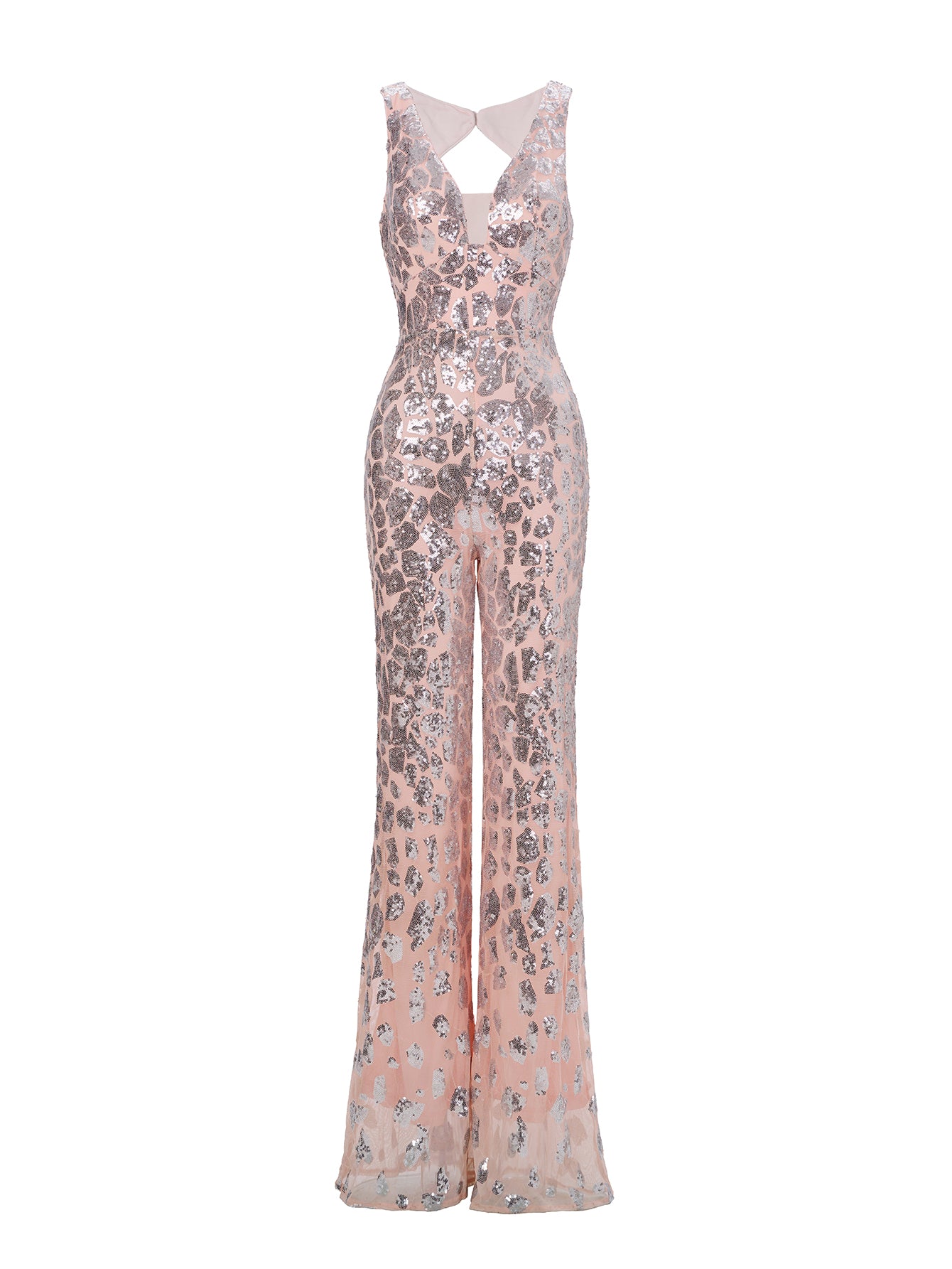RH30063 Ermeløs jumpsuit med paljettutskjæring