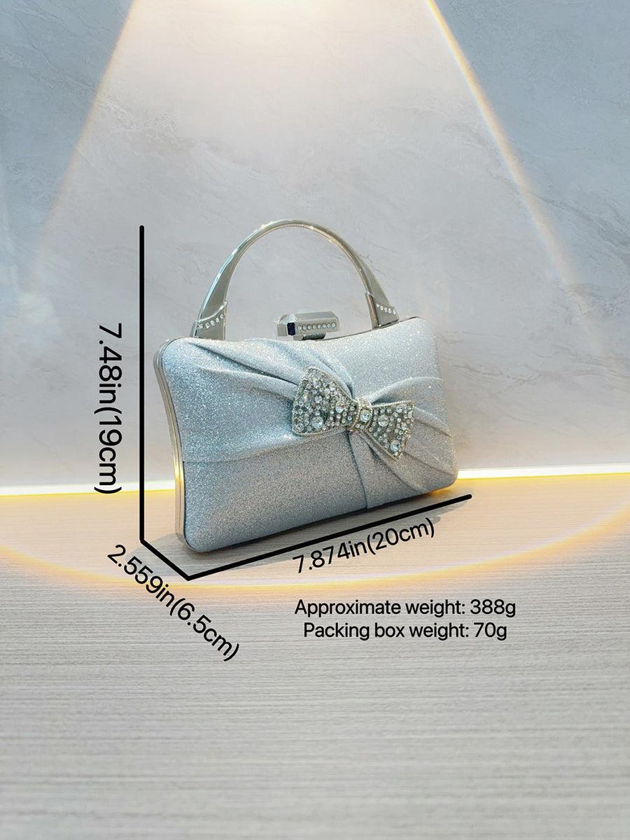 Sølvfarvet plisseret rhinestone-taske MNBF102