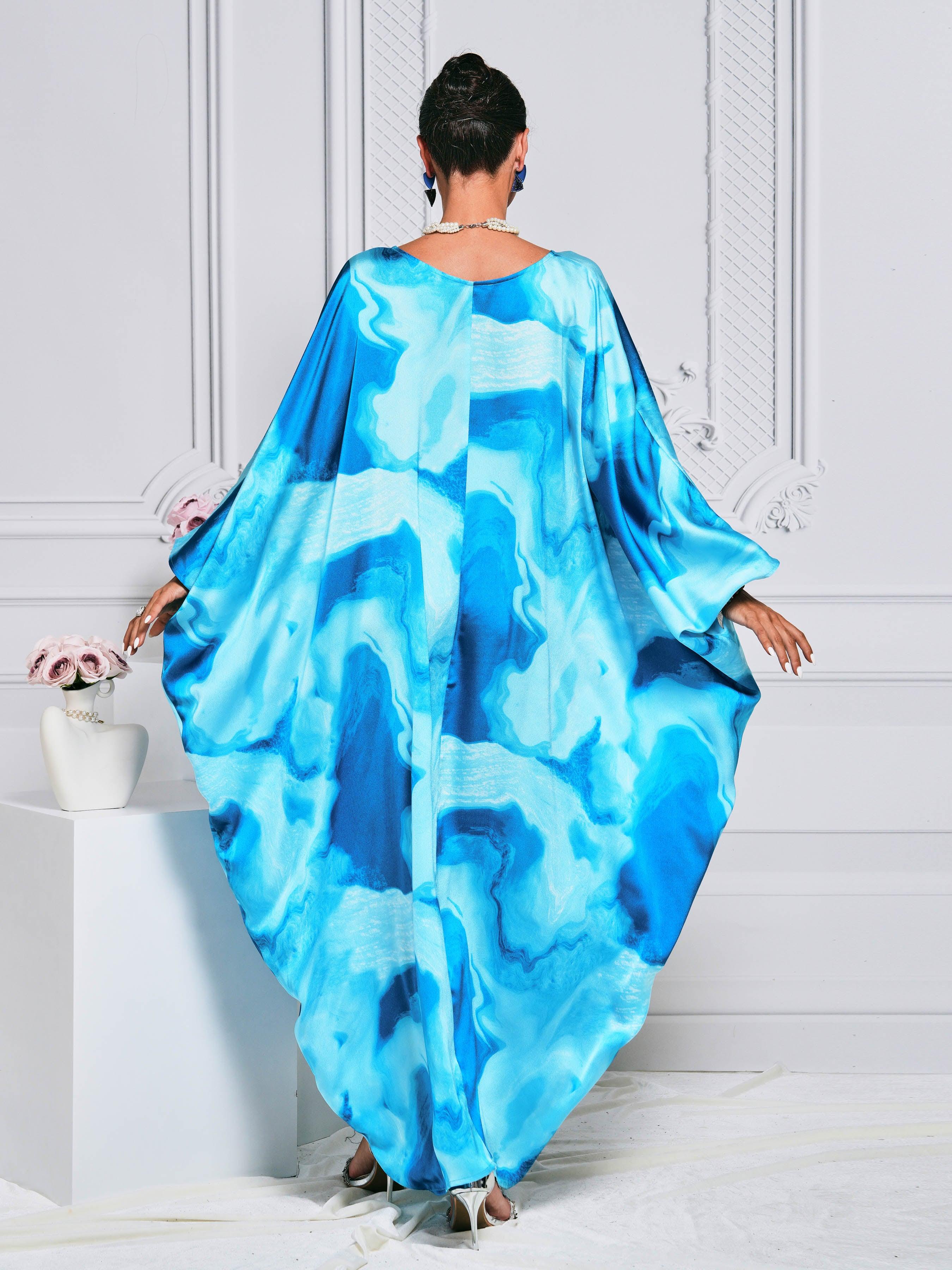 Cocoon flaggermusermet kjole i tie-dye-farge ME00171