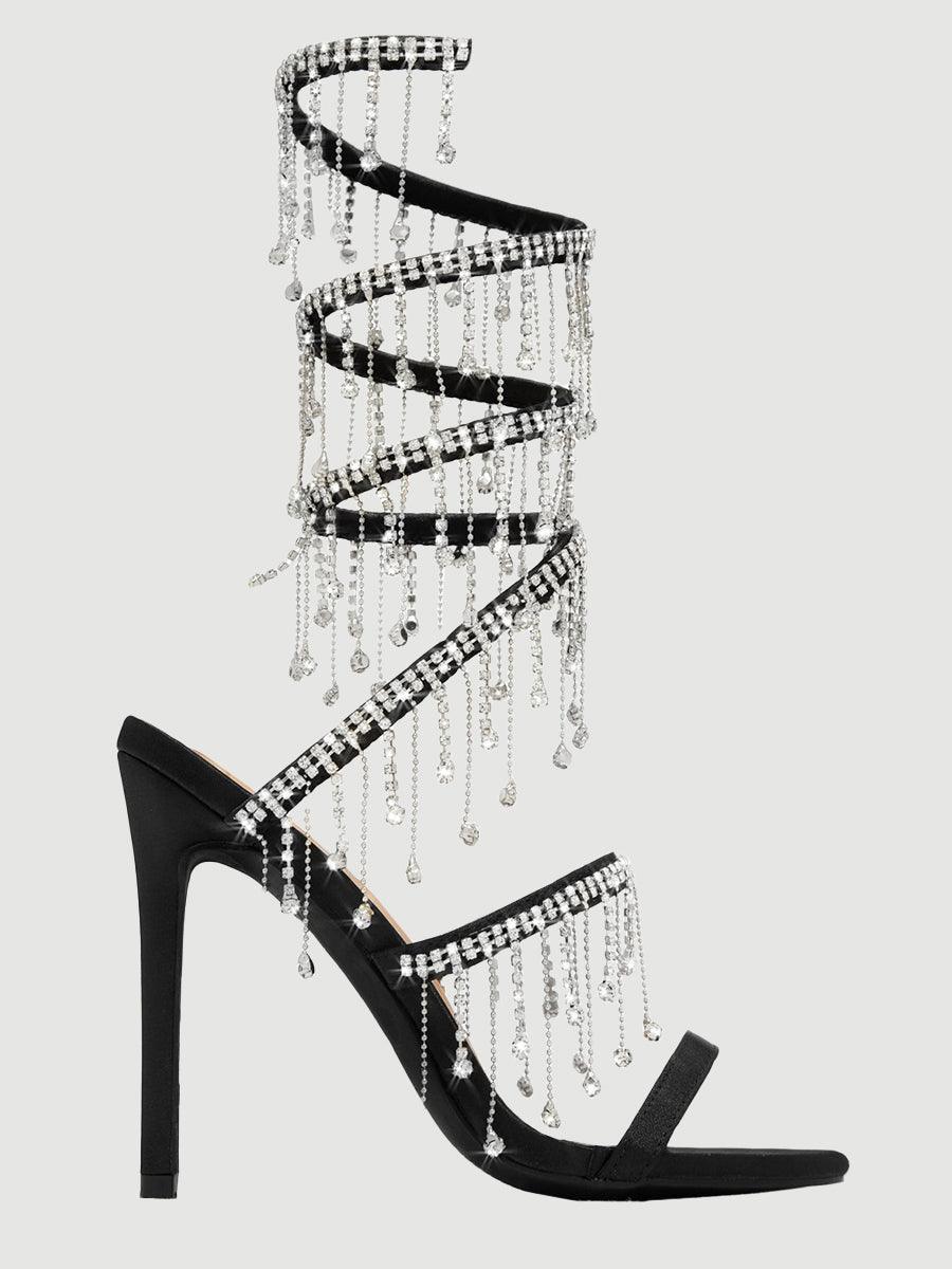 MHE1079 Rhinestone Tassel High Heel Pumps