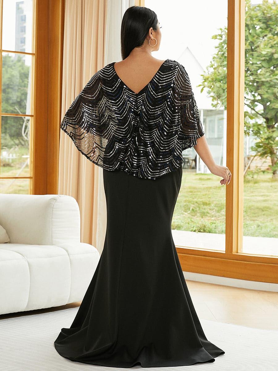 Plus Size V-hals med sliss i kveldskjole PJMH3099