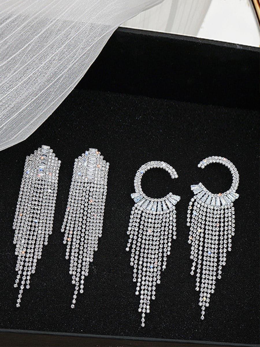 MSE101046 Brincos de borla com zircão cintilante e strass