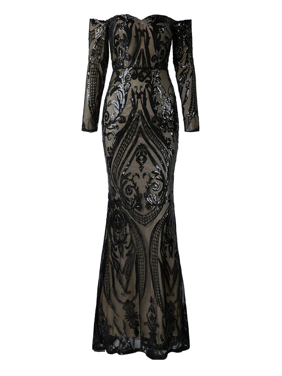 Vestido de baile de lantejoulas sem ombros FT18392